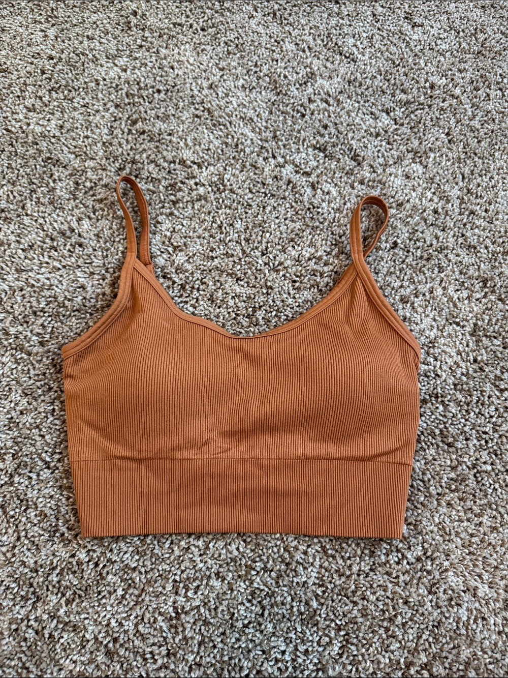 Uniqlo Ribbed Cropped Camisole - Rust Orange